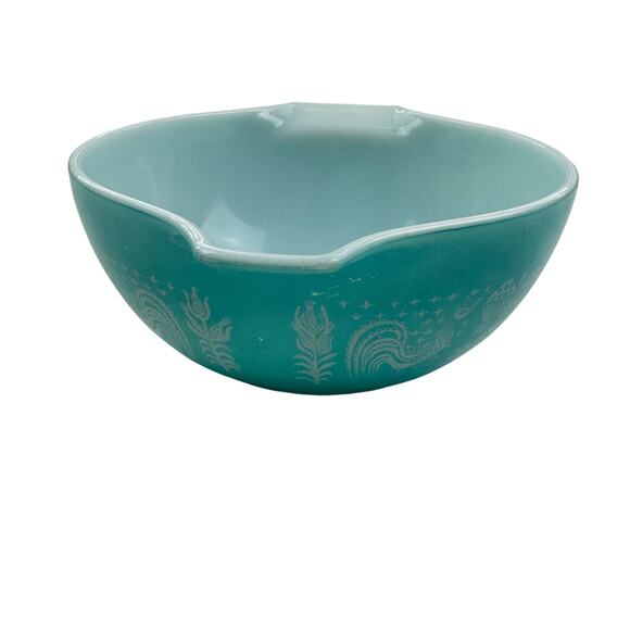 Vintage Pyrex Amish Butterprint Cinderella Mixing Bowl #442 1 1/2 QT Turq/White - Picture 6 of 9